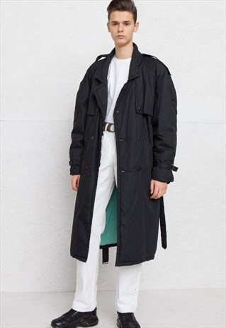 VINTAGE BLACK TRENCH COAT