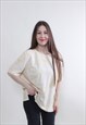 VINTAGE GEOMETRIC T-SHIRT, YELLOW SUMMER TOP LARGE SIZE 