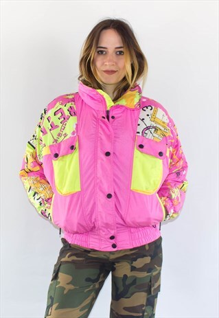 VINTAGE 90'S BARBIE PINK HEAD SKI JACKET