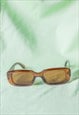 BROWN ROUNDED RECTANGLE 90S LOOK SUNGLASSES