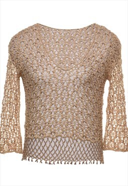 Vintage Crochet Brown Jumper - S