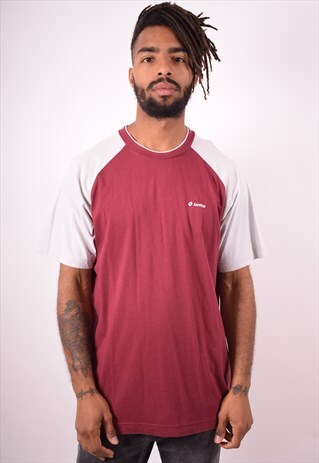 LOTTO MENS VINTAGE T-SHIRT TOP XL MAROON 90S
