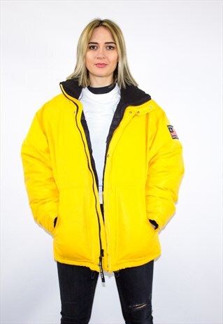 RARE RALPH LAUREN DOWN FEATHER YELLOW PUFFER BOMBER JACKET