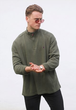 RALPH LAUREN 1/4 ZIP USA LAUREL GREEN SWEATSHIRT