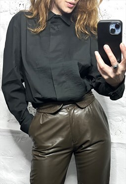 Black Classy Retro Victorian Shirt / Blouse - M