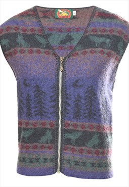 Vintage Zip Front Sweater Vest - L
