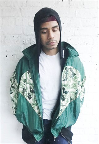 PRINTED SILKY WINDBREAKER/SHELL/BOMBER JACKET (1990'S)