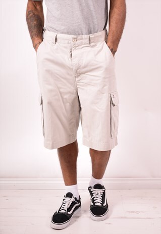 TOMMY HILFIGER MENS VINTAGE CARGO SHORTS LARGE BEIGE 90S