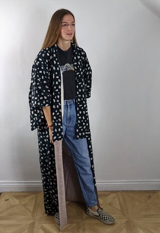 VINTAGE BLACK ABSTRACT KIMONO
