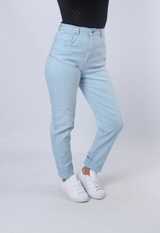 HIGH WAISTED STRETCH DENIM JEANS TAPERED LEG UK 12 (GJAM)