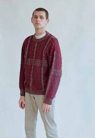 VINTAGE 80S FUNKY WOOL JUMPER IN PURPLE