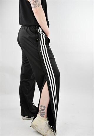 VINTAGE 90S ADIDAS UNISEX 3 STRIPE STRAIGHT LEG POPPERS