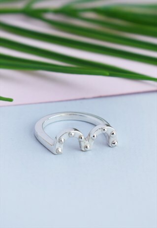 SILVER STACKING RING TOP OF HEART WITH BALLS HANDMADE