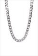 HEAVYWEIGHT STEEL SILVER FINISH CURB NECK CHAIN NECKLACE