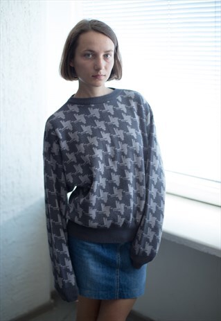 VINTAGE 80'S GREY KNITTED JUMPER