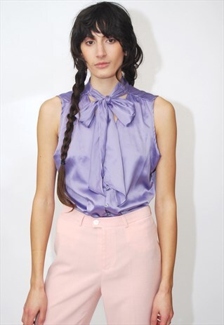 VINTAGE LIQUID BLOUSE PURPLE PASTEL MAUVE HEATHER Y2K
