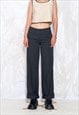 VINTAGE Y2K WIDE LEG TROUSERS IN GREY CORPCORE