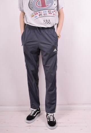 ADIDAS MENS VINTAGE TRACKSUIT TROUSERS W30 L30 GREY 90'S