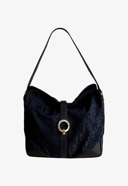 Vintage 90s Escada E Monogram Black Shoulder Bag