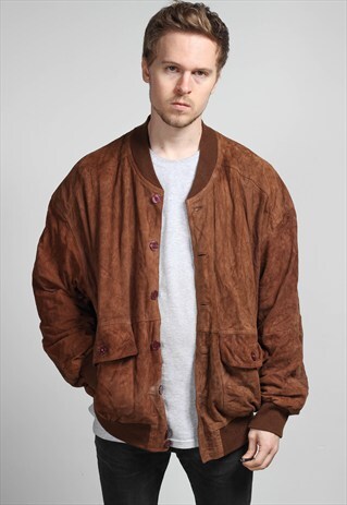 VINTAGE OVERSIZED SUEDE BOMBER JACKET