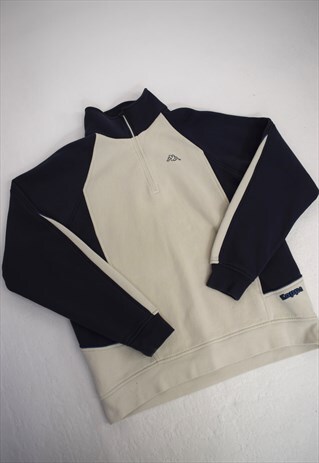 VINTAGE 90S KAPPA CREAM GREY 3/4 ZIP SWEATSHIRT