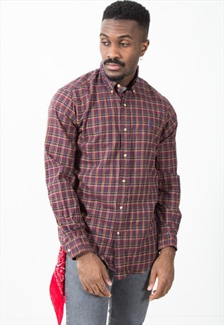 VINTAGE 80S CLASSIC POLO RALPH LAUREN CHECK SHIRT / S5516