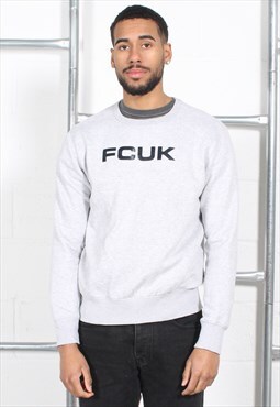 Vintage FCUK Sweatshirt in Grey Pullover Jumper Medium