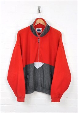 Vintage 1/4 Zip Fleece Red Large CV11917