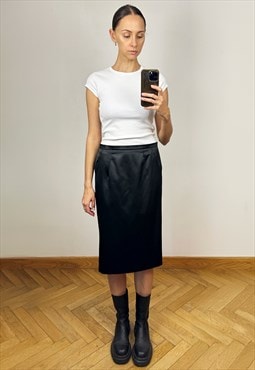 Vintage Black Dolce & Gabbana pencil satin midi skirt