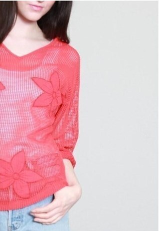 VINTAGE 1970'S ORANGE CROCHET BEACH TOP