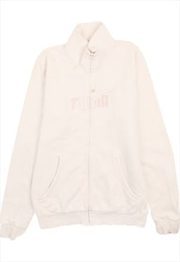 Vintage 90's Puma Sweatshirt Spellout Full Zip Up White