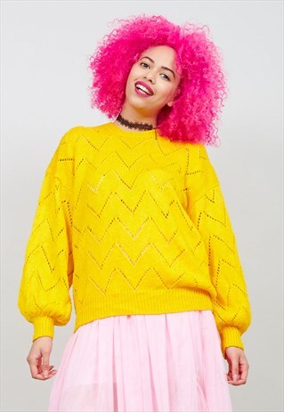 VINTAGE 90'S OVERSIZED SUNFLOWER YELLOW JUMPER