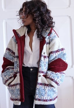 Patterned fleece jacket