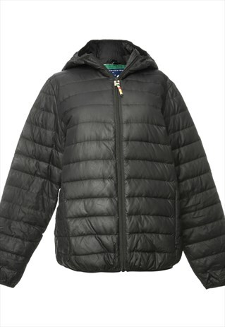 BEYOND RETRO VINTAGE BLACK HUDSON BAY PUFFER JACKET - M