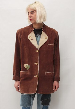 VINTAGE 80' AMAZING BEAUTIFUL BROWN SUEDE JACKET