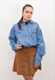 VINTAGE L DENIM TRACHTEN OVERSIZED EMBROIDERED SHIRT