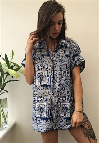 CRAZY PATTERN OVERSIZED RETRO VINTAGE UNISEX FESTIVAL SHIRT
