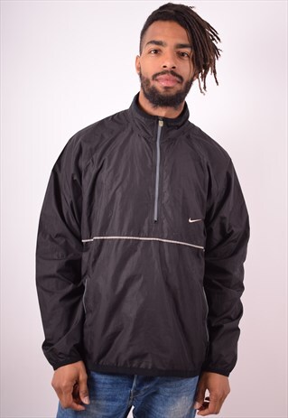 NIKE MENS VINTAGE PULLOVER JACKET LARGE BLACK 90S