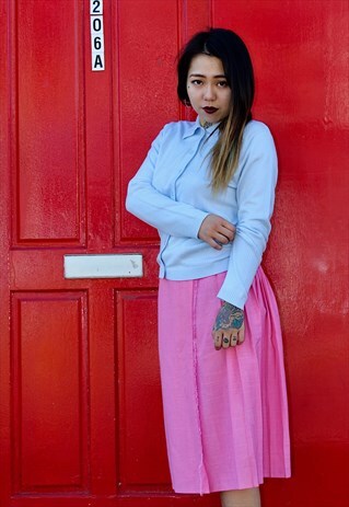 80S HOT PINK PLEATED MIDI PLEATED