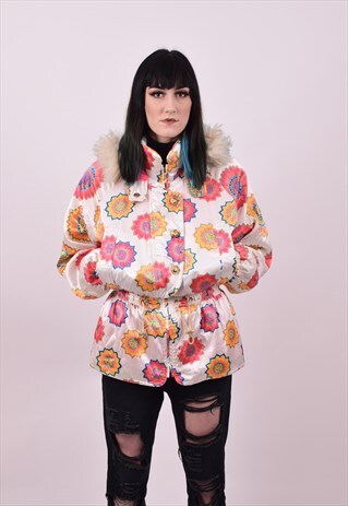 VINTAGE 90'S CRAZY PATTERN FLOWER PRINT SKI JACKET MEDIUM