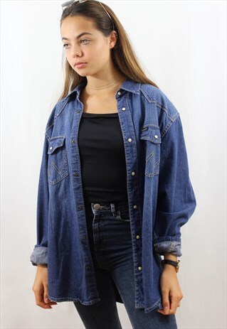 80'S VINTAGE DENIM BUTTON-UP SHIRT