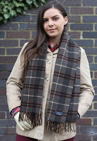 VINTAGE CASHMERE CHECKED SCARF-AS146