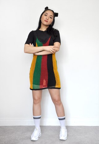 RASTA FESTIVAL MULTICOLOURED MESH FISHNET STRING VEST TOP