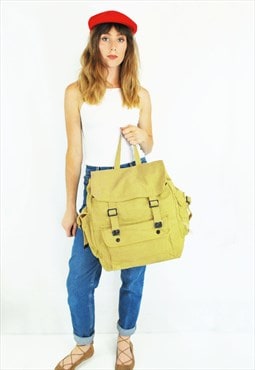 Yellow Canvas Rucksack Large Backpack