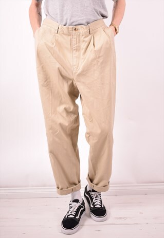 NAUTICA MENS VINTAGE TROUSERS W35 L31 KHAKI 90S