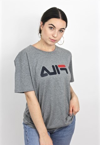 90'S GREY RETRO SPELL-OUT T-SHIRT