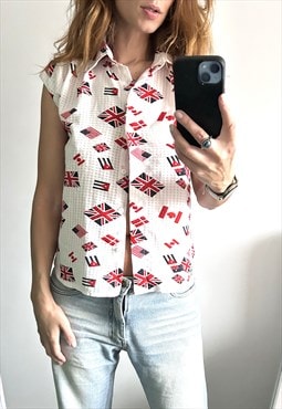 Flags Printed Shirt /  Top - Small