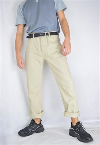 VINTAGE BEIGE DENIM REGULAR CLASSIC JEANS TROUSERS
