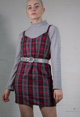 TARTAN/CHECK SLIP DRESS IN PINK/BLUE