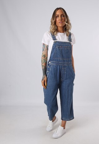 DENIM DUNGAREES VINTAGE WIDE LEG 3/4 LENGTH UK 10 (3DU)